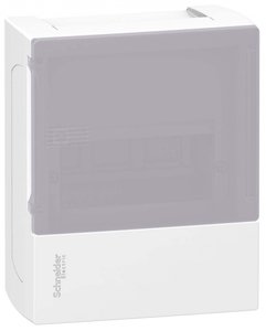 Фото Schneider Electric MIP12106T MINI PRAGMA ЩИТ НАВЕСНОЙ С ДЫМЧАТОЙ ДВ. 1РЯД/6МОД,IP40,IK07,63А,2 клеммы,Италия