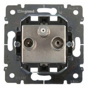 Фото Legrand Galea Life 775791 Розетка телевизионная проходная (TV+Radio+SAT, механизм, 14 дБ, скрытая установка)