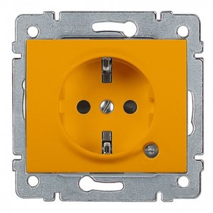 Фото Legrand Galea Life 771045 Розетка с заземляющим контактом (16 А, под рамку, шторки, скрытая установка, оранжевая)