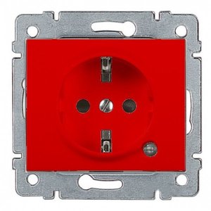 Фото Legrand Galea Life 771046 Розетка с заземляющим контактом (16 А, под рамку, шторки, скрытая установка, красная)