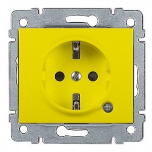 Фото Legrand Galea Life 771047 Розетка с заземляющим контактом (16 А, под рамку, шторки, скрытая установка, желтая)