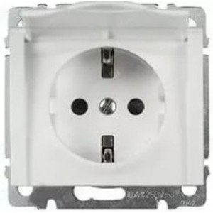 Фото Legrand Galea Life 771064 Розетка с заземляющим контактом (16 А, под рамку, шторки, крышка, скрытая установка, white)