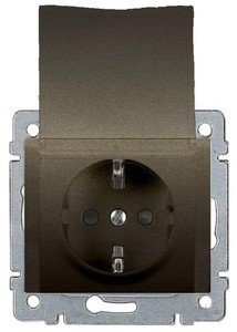 Фото Legrand Galea Life 771264 Розетка с заземляющим контактом (16 А, под рамку, шторки, крышка, скрытая установка, dark bronze)