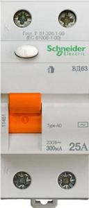 Фото Schneider Electric Домовой 11451 Выключатель дифференциального тока двухполюсный 25А 300мА (тип AC)