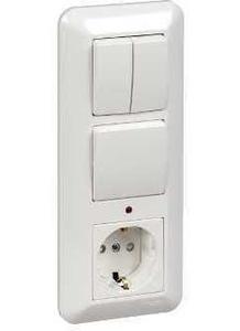 Фото Schneider Electric Прима BK2VR-005V-B Блок комбинированный (2 кл.+1 роз., 16 А, в сборе, скрытая установка, подсветка, з/к, шторки, IP20, белый)