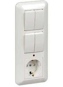Фото Schneider Electric Прима BK2VR-005B-B Блок комбинированный (4 кл.+1 роз., 16 А, в сборе, скрытая установка, подсветка, з/к, шторки, IP20, белый)