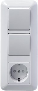 Фото Schneider Electric Прима BK2VR-006V-B Блок комбинированный (2 кл.+1 роз., 16 А, в сборе, скрытая установка, з/к, шторки, IP20, белый)