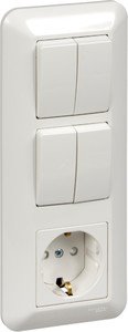 Фото Schneider Electric Прима BK2VR-006B-B Блок комбинированный (4 кл.+1 роз., 16 А, в сборе, скрытая установка, з/к, шторки, IP20, белый)