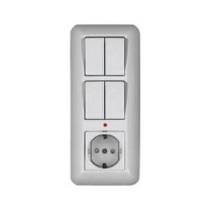 Фото Schneider Electric Прима BK2VR-008B-B Блок комбинированный (4 кл.+1 роз., 16 А, в сборе, скрытая установка, з/к, шторки, IP20, белый)