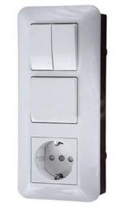 Фото Schneider Electric Прима BK2VR-008AK-B Блок комбинированный (3 кл.+1 роз., 16 А, в сборе, скрытая установка, з/к, шторки, IP20, белый)