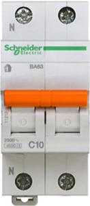 Фото Schneider Electric Домовой 11212 Автоматический выключатель однополюсный+N 10А (4.5 кА, C)