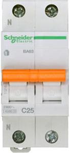 Фото Schneider Electric Домовой 11215 Автоматический выключатель однополюсный+N 25А (4.5 кА, C)
