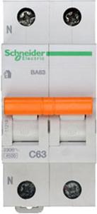 Фото Schneider Electric Домовой 11219 Автоматический выключатель однополюсный+N 63А (4.5 кА, C)