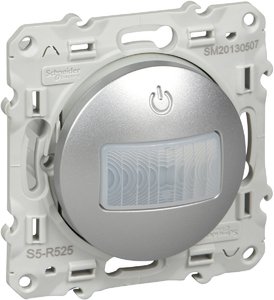 Фото Schneider Electric Odace S53R525 Датчик движения и присутствия (112°, трехпроводный, под рамку, с/у, алюминий)