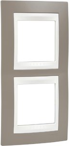 Фото Schneider Electric Unica Хамелеон MGU6.004V.574 Рамка 2-постовая (вертикальная, бежевый/коричневый)