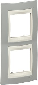 Фото Schneider Electric Unica Хамелеон MGU6.004V.565 Рамка 2-постовая (вертикальная, бежевый/серый)
