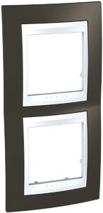 Фото Schneider Electric Unica Хамелеон MGU6.004V.871 Рамка 2-постовая (вертикальная, белый/какао)