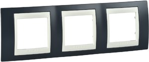 Фото Schneider Electric Unica Хамелеон MGU6.006.577 Рамка 3-постовая (горизонтальная, бежевый/серо-зеленый)