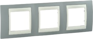 Фото Schneider Electric Unica Хамелеон MGU6.006.565 Рамка 3-постовая (горизонтальная, бежевый/серый)