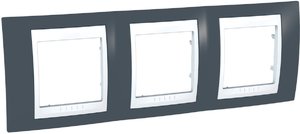 Фото Schneider Electric Unica Хамелеон MGU6.006.877 Рамка 3-постовая (горизонтальная, белый/серо-зеленый)