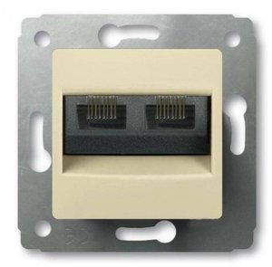 Фото Legrand Cariva 695921 Розетка телефонная (2хRJ11, под рамку, скрытая установка, слоновая кость)