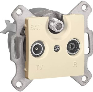 Фото Legrand Cariva 695927 Розетка телевизионная (TV+R+SAT, под рамку, скрытая установка, звезда, 2 дБ, слоновая кость)