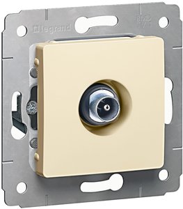 Фото Legrand Cariva 695926 Розетка телевизионная (TV, под рамку, скрытая установка, звезда, 1.5 дБ, слоновая кость)