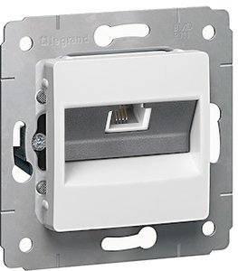 Фото Legrand Cariva 695950 Розетка телефонная (RJ11, под рамку, скрытая установка, белая)