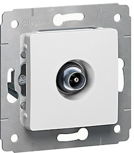 Фото Legrand Cariva 695956 Розетка телевизионная (TV, под рамку, скрытая установка, звезда, 1.5 дБ, белый)