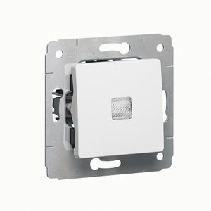 Фото Legrand Cariva 695931 Выключатель одноклавишный (10 А, под рамку, индикация, с/у, белый)