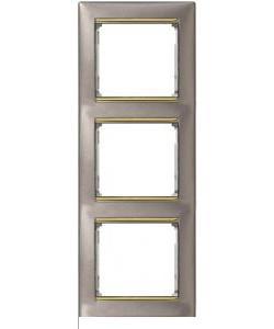 Фото Legrand Valena 770367 Рамка 3-постовая (вертикальная, титан/золотой штрих)