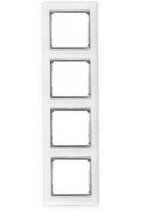 Фото Legrand Valena 770498 Рамка 4-постовая (вертикальная, белая/серебряный штрих)