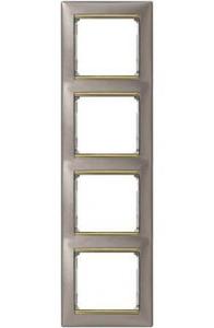 Фото Legrand Valena 770368 Рамка 4-постовая (вертикальная, титан/золотой штрих)