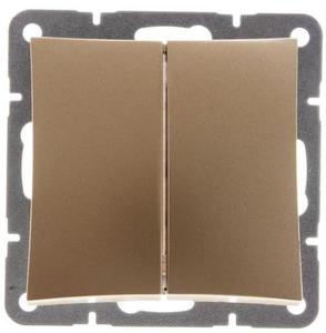 Фото Schneider Electric WDE000453 ДУЭТ 2-клавишный ВЫКЛЮЧАТЕЛЬ с подсветкой, сх.5а, 10АХ, механизм, ШАМПАНЬ