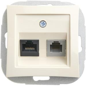 Фото Schneider Electric Дуэт WDE000285 Розетка комбинированная (RJ11+RJ45, под рамку, скрытая установка, белая)