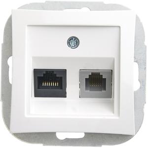 Фото Schneider Electric Дуэт WDE000185 Розетка комбинированная (RJ11+RJ45, под рамку, скрытая установка, белая)