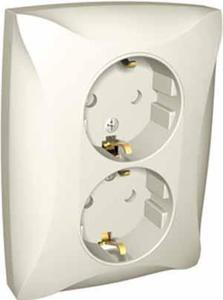 Фото Schneider Electric Дуэт WDE000226 Розетка двойная с заземляющим контактом (16 А, IP20, под рамку, скрытая установка, шторки, бежевая)