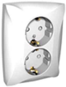 Фото Schneider Electric Дуэт WDE000126 Розетка двойная с заземляющим контактом (16 А, IP20, под рамку, скрытая установка, шторки, белая)
