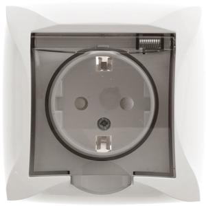 Фото Schneider Electric Дуэт WDE000146 Розетка одинарная с заземляющим контактом (16 А, IP20, под рамку, скрытая установка, шторки, крышка, белая)