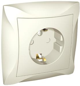 Фото Schneider Electric Дуэт WDE000244 Розетка одинарная с заземляющим контактом (16 А, IP20, под рамку, скрытая установка, шторки, бежевая)