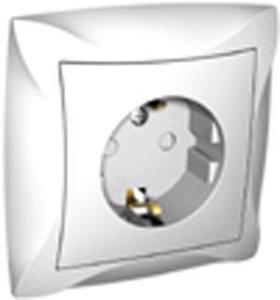 Фото Schneider Electric Дуэт WDE000144 Розетка одинарная с заземляющим контактом (16 А, IP20, под рамку, скрытая установка, шторки, белая)