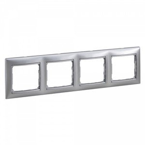 Фото Legrand Valena DIY 694379 Рамка 4-постовая (универсальная, алюминий матовый)