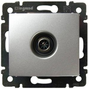 Фото Legrand Valena DIY 694346 Розетка телевизионная (TV, под рамку, скрытая установка, проходная, алюминий)