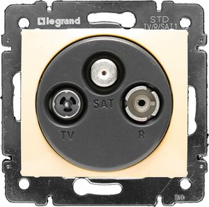 Фото Legrand Valena DIY 695639 Розетка телевизионная (TV+R+SAT, под рамку, скрытая установка, звезда, слоновая кость)