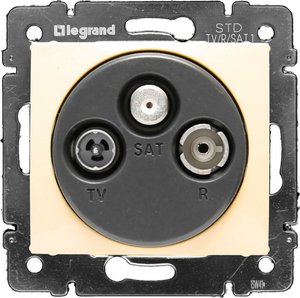 Фото Legrand Valena DIY 695619 Розетка телевизионная (TV+R+SAT, под рамку, скрытая установка, 10 дБ, слоновая кость)