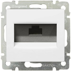 Фото Legrand Valena DIY 694286 Розетка компьютерная (RJ45, захваты, UTP, Cat.5e, под рамку, скрытая установка, белая)