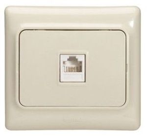 Фото Legrand Kaptika 782144 Розетка телефонная (RJ11, в сборе, скрытая установка, слоновая кость)
