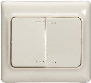 Фото Legrand Kaptika 782132 Выключатель двухклавишный (10 А, в сборе, скрытая установка, слоновая кость)