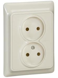Фото Legrand Kaptika 782142 Розетка двойная (16 А, в сборе, скрытая установка, слоновая кость)