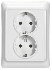 Фото Legrand Kaptika 782113 Розетка двойная (16 А, в сборе, з/к, скрытая установка, белая)